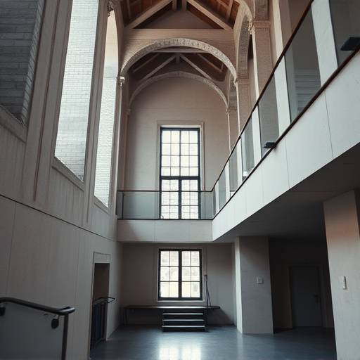 An architectural detail shot within a studio space.