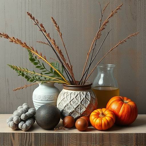 An artistic still life composition with a modern twist, showcasing textures and forms in Studio B.